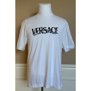 Versace Print Cotton Jersey T-Shirt White/Black 4XL 1014427 NWT